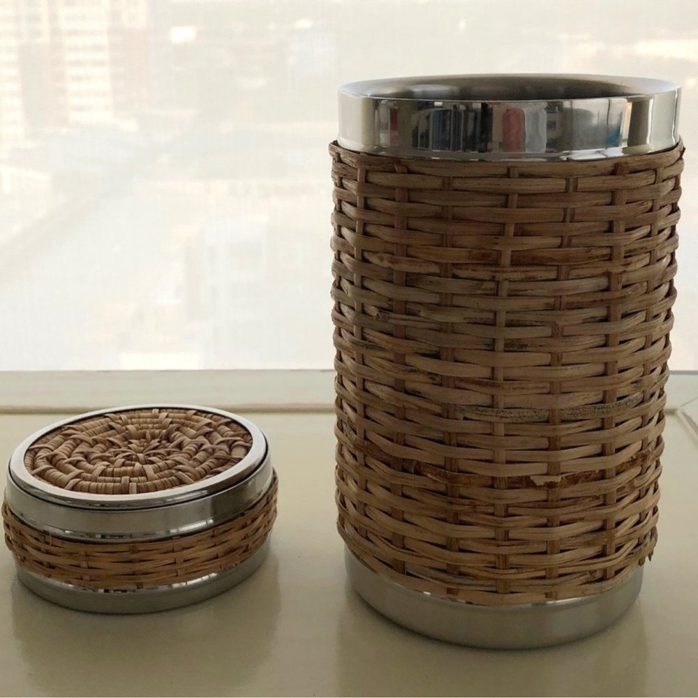 Aerin rattan bottle chiller and set of coasters - Picture 2 of 4